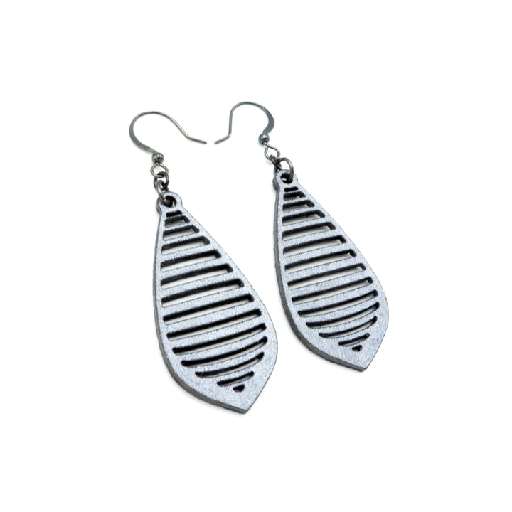 Gem Point 12 [S] // Leather Earrings - Silver - LIGHT RAZOR DESIGN STUDIO