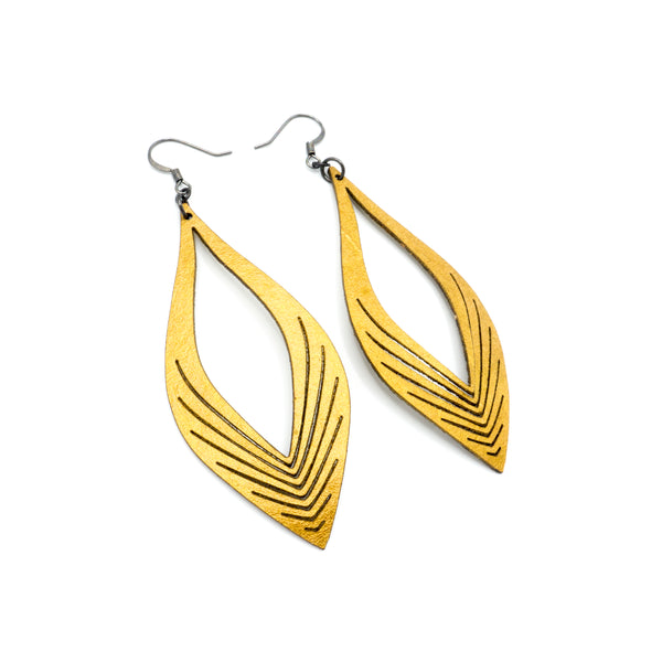 Terrabyte 08 // Leather Earrings - Gold