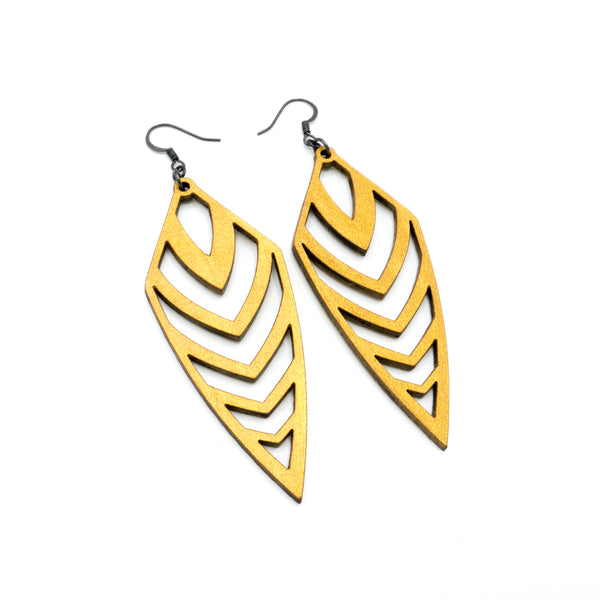 Arrowhead 03 [L] // Leather Earrings - Gold - LIGHT RAZOR DESIGN STUDIO