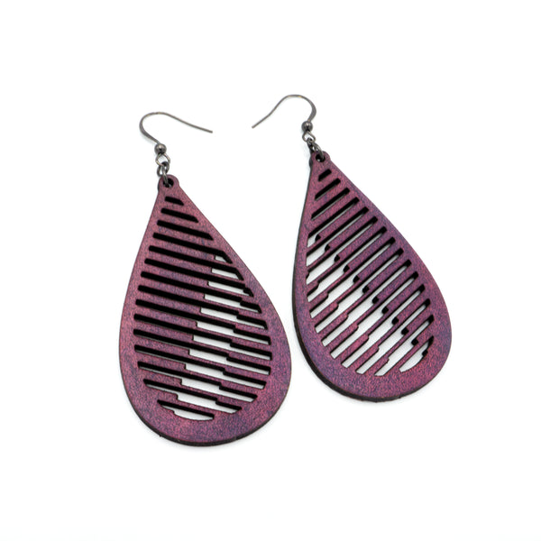 Drop 06 [L] // Leather Earrings - Purple - LIGHT RAZOR DESIGN STUDIO