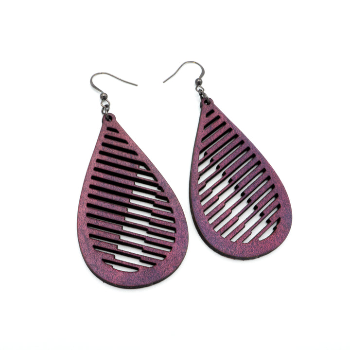 Drop 06 [L] // Leather Earrings - Purple - LIGHT RAZOR DESIGN STUDIO