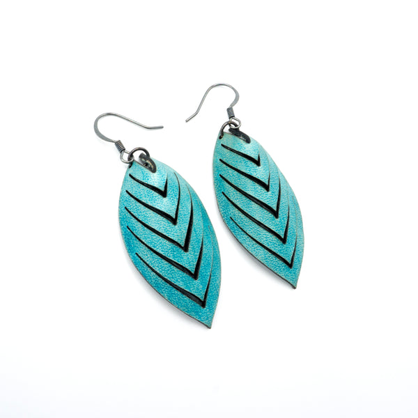 Terrabyte 14 [S] // Leather Earrings - Light Turquoise - LIGHT RAZOR DESIGN STUDIO