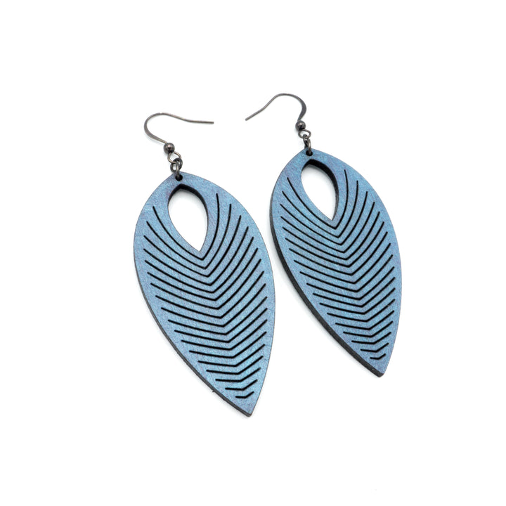 Terrabyte v.07_1 // Leather Earrings - Blue Pearl - LIGHT RAZOR DESIGN STUDIO