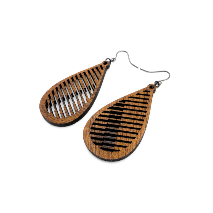 Drop 06 [S] // Wood Earrings - Walnut - LIGHT RAZOR DESIGN STUDIO