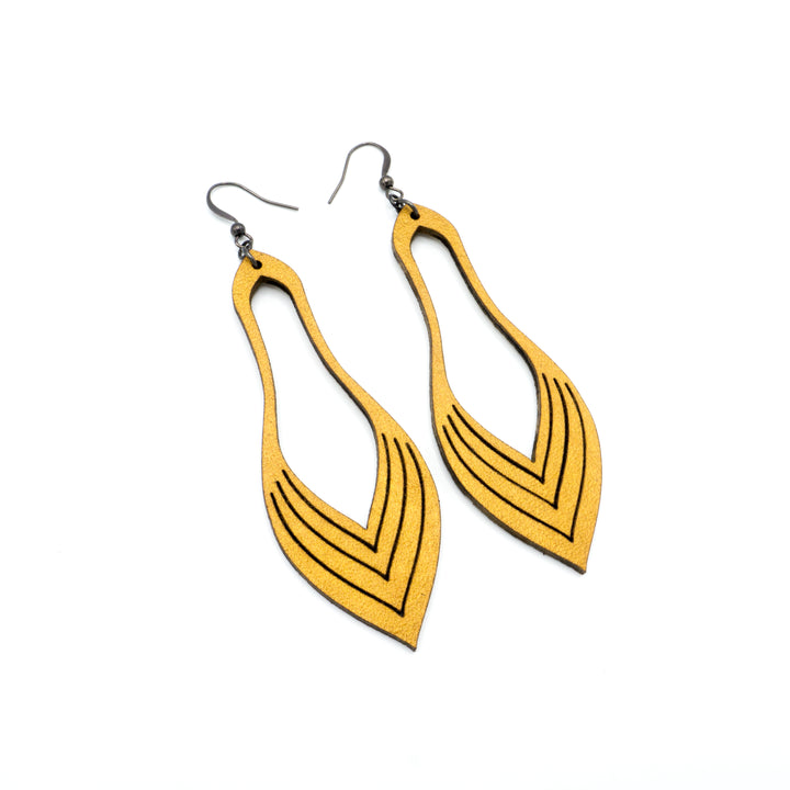 Terrabyte v.02_1 // Leather Earrings - Gold - LIGHT RAZOR DESIGN STUDIO