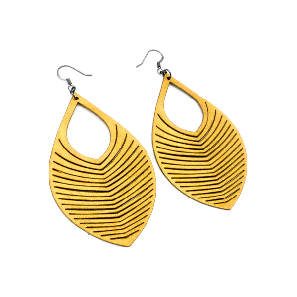 Terrabyte 15 // Leather Earrings - Gold