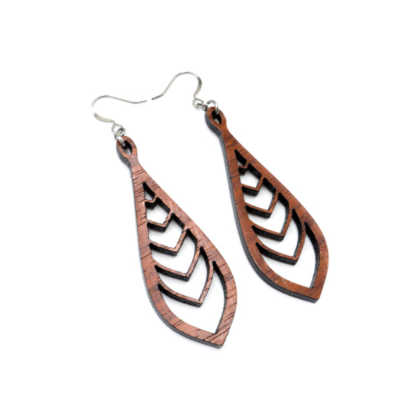 Saturā Variant 03 // Wood Earrings - Cherry - LIGHT RAZOR DESIGN STUDIO