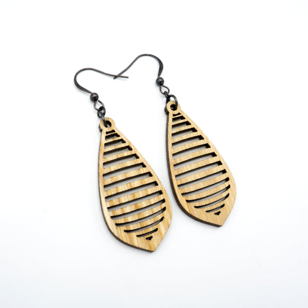 Gem Point 12 [S] // Wood Earrings - Ash - LIGHT RAZOR DESIGN STUDIO