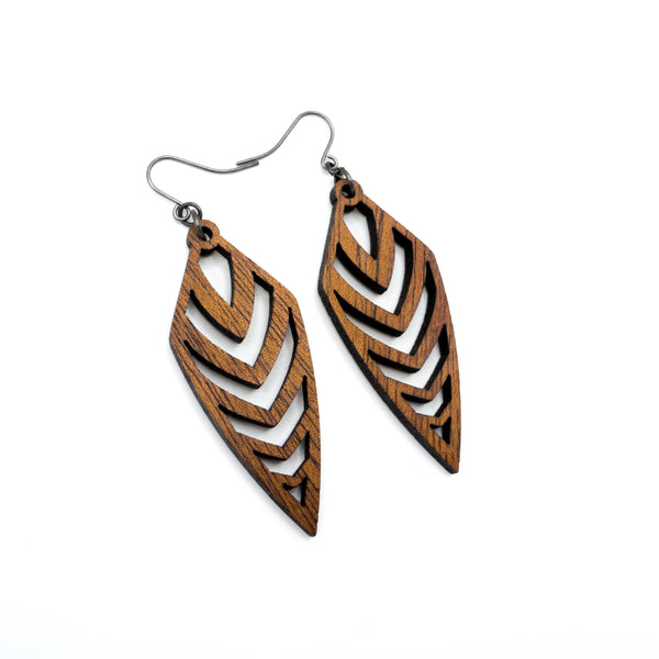 Arrowhead 03 [S] // Wood Earrings - Walnut - LIGHT RAZOR DESIGN STUDIO