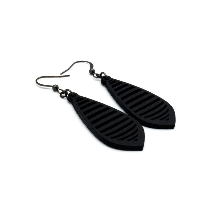 Gem Point 12 [S] // Leather Earrings - Black - LIGHT RAZOR DESIGN STUDIO
