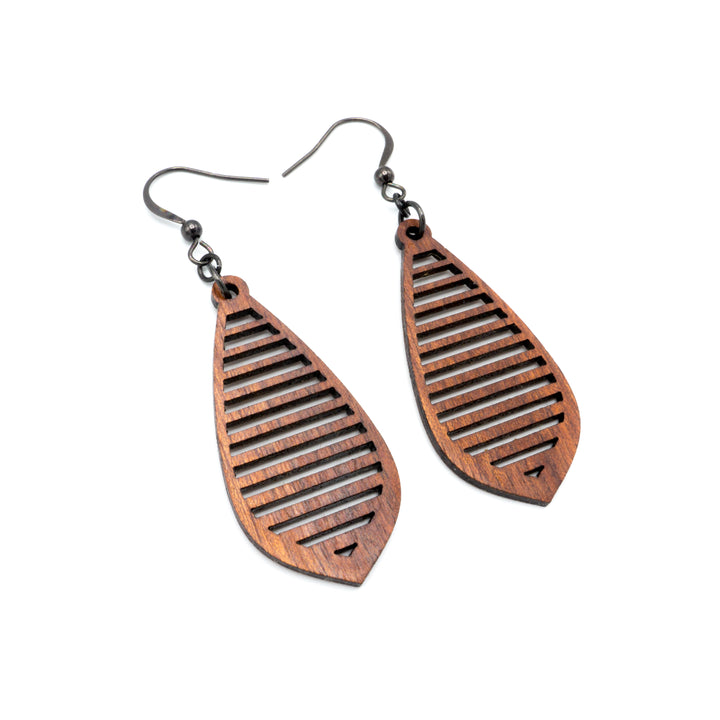 Gem Point 10 [S] // Wood Earrings - Sapele - LIGHT RAZOR DESIGN STUDIO
