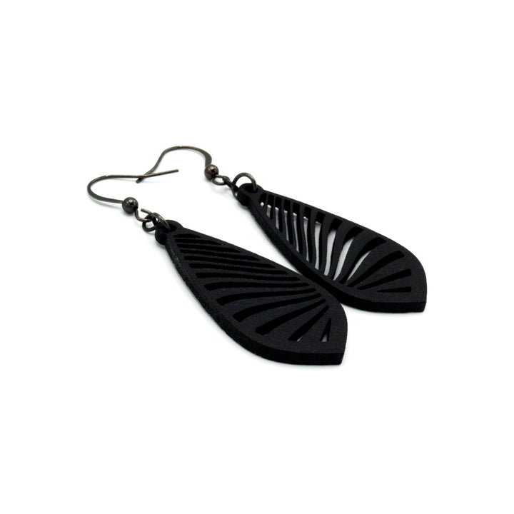 Gem Point 09 [S] // Leather Earrings - Black - LIGHT RAZOR DESIGN STUDIO