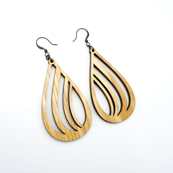 Drop 02 [L] // Wood Earrings - Ash