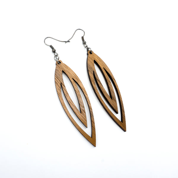 Totem 07 [L] // Wood Earrings - Walnut - LIGHT RAZOR DESIGN STUDIO