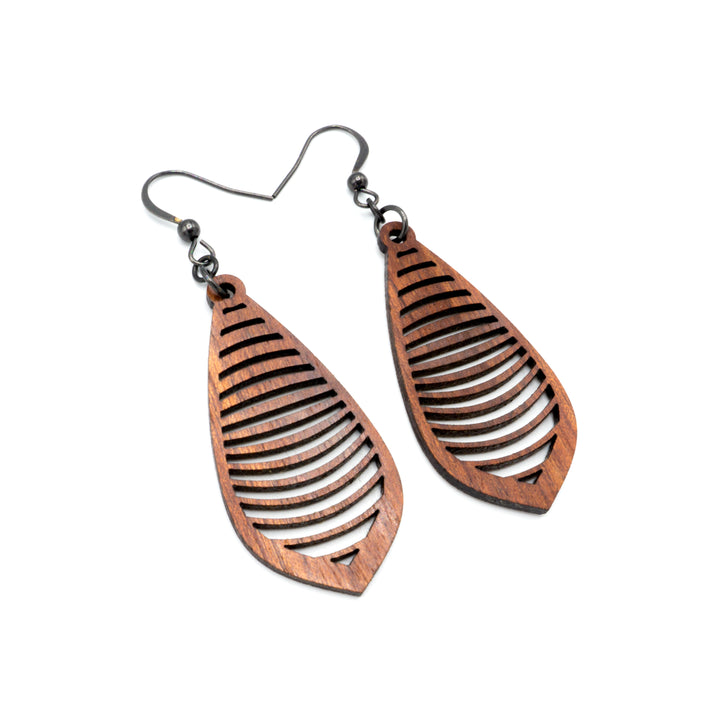 Gem Point 14 [S] // Wood Earrings - Sapele - LIGHT RAZOR DESIGN STUDIO