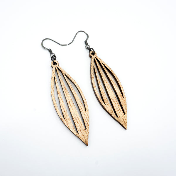 Petal 04 [S] // Wood Earrings - Mahogany