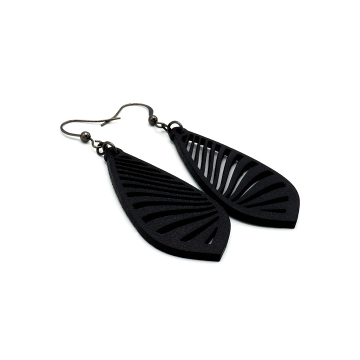 Gem Point 09 [M] // Leather Earrings - Black - LIGHT RAZOR DESIGN STUDIO