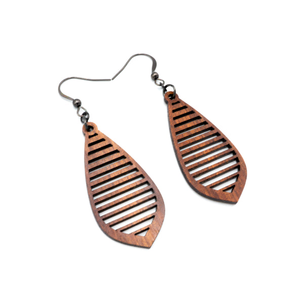 Gem Point 11 [S] // Wood Earrings - Sapele - LIGHT RAZOR DESIGN STUDIO