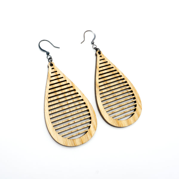 Drop 04 [L] // Wood Earrings - Ash