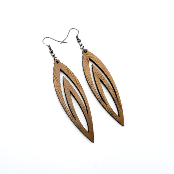 Totem 08 [L] // Wood Earrings - Walnut - LIGHT RAZOR DESIGN STUDIO