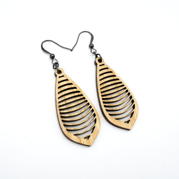 Gem Point 14 [S] // Wood Earrings - Ash - LIGHT RAZOR DESIGN STUDIO