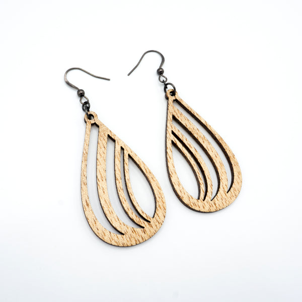 Drop 02 [S] // Wood Earrings - Mahogany