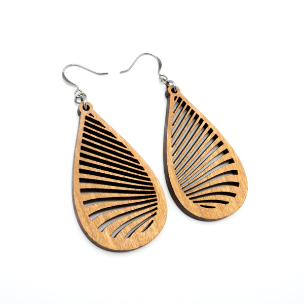 Drop 08 [S] // Wood Earrings - Cherry - LIGHT RAZOR DESIGN STUDIO