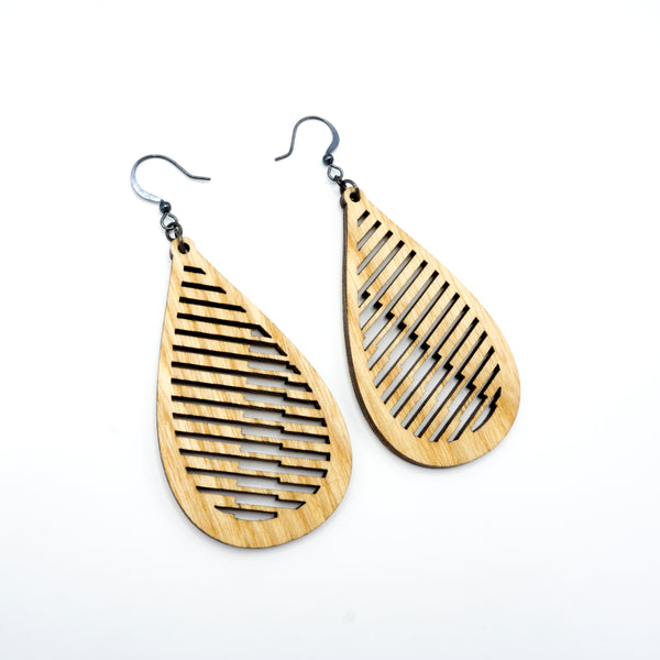 Drop 06 [L] // Wood Earrings - Ash
