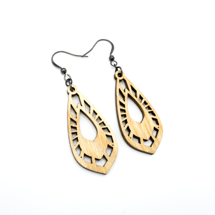 Gem Point 05 [S] // Wood Earrings - Ash - LIGHT RAZOR DESIGN STUDIO