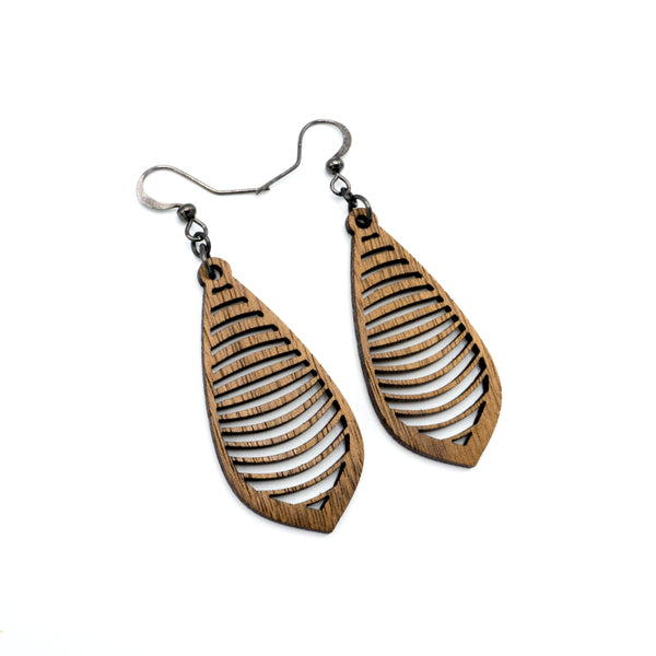 Gem Point 14 [S] // Wood Earrings - Walnut - LIGHT RAZOR DESIGN STUDIO