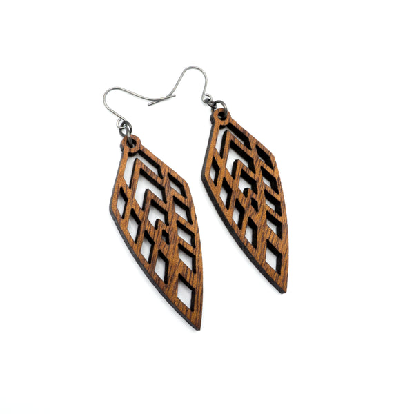Arrowhead 02 [S] // Wood Earrings - Walnut - LIGHT RAZOR DESIGN STUDIO