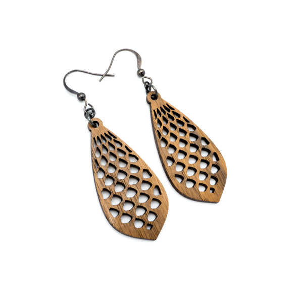 Gem Point 01 [S] // Wood Earrings - Walnut - LIGHT RAZOR DESIGN STUDIO