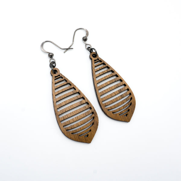 Gem Point 12 [S] // Wood Earrings - Walnut - LIGHT RAZOR DESIGN STUDIO