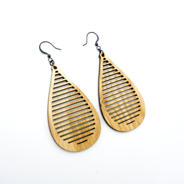 Drop 05 [L] // Wood Earrings - Ash