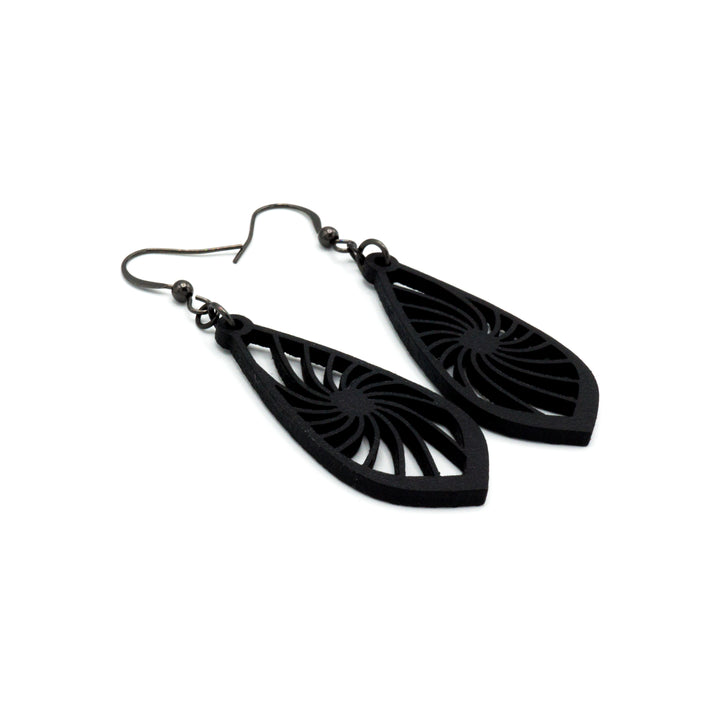 Gem Point 03 [S] // Leather Earrings - Black - LIGHT RAZOR DESIGN STUDIO