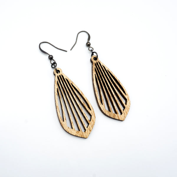 Gem Point 02 [S] // Wood Earrings - Mahogany