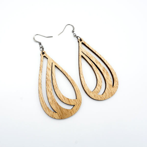 Drop 01 [L] // Wood Earrings - Mahogany