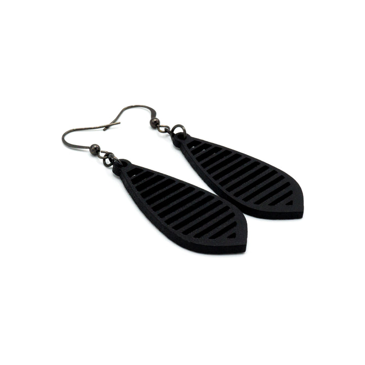 Gem Point 10 [S] // Leather Earrings - Black - LIGHT RAZOR DESIGN STUDIO