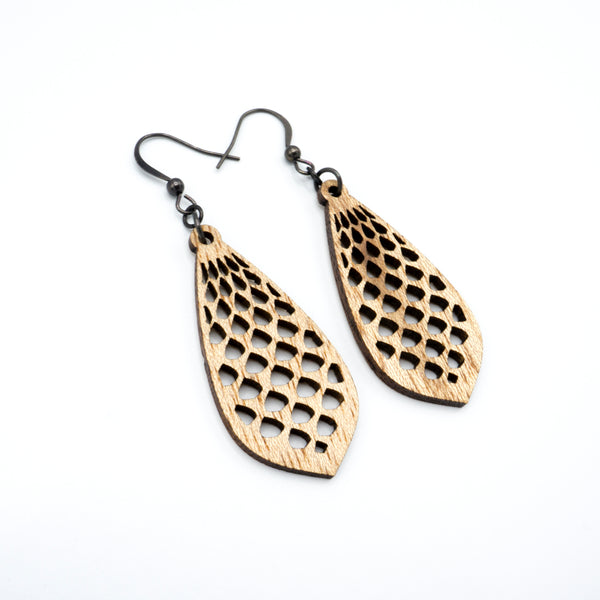 Gem Point 01 [S] // Wood Earrings - Mahogany
