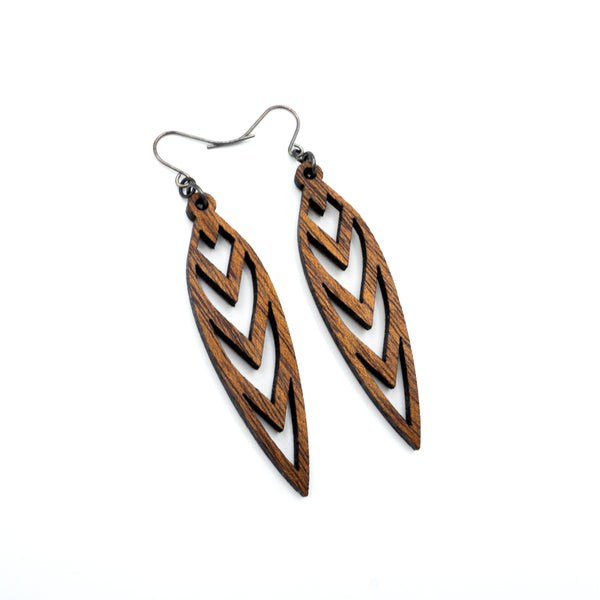Totem 05 [S] // Wood Earrings - Walnut - LIGHT RAZOR DESIGN STUDIO
