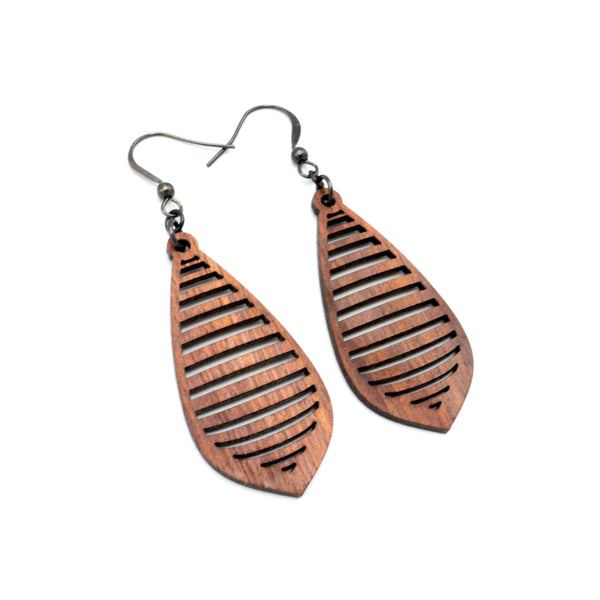 Gem Point 12 [S] // Wood Earrings - Sapele - LIGHT RAZOR DESIGN STUDIO