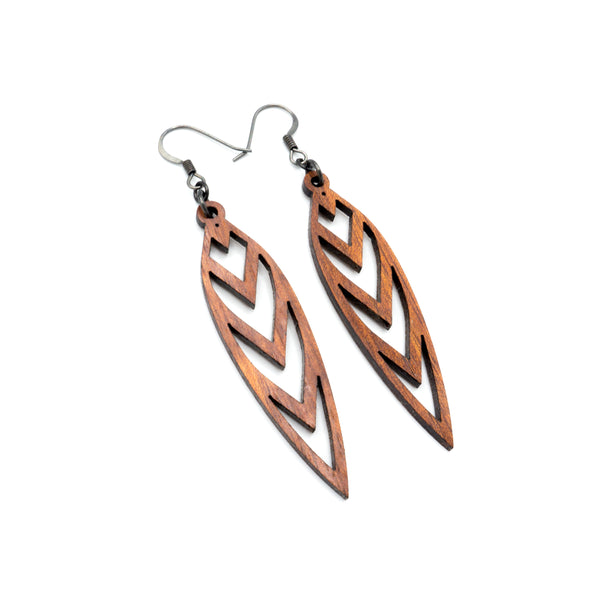 Totem 05 [S] // Wood Earrings - Sapele - LIGHT RAZOR DESIGN STUDIO