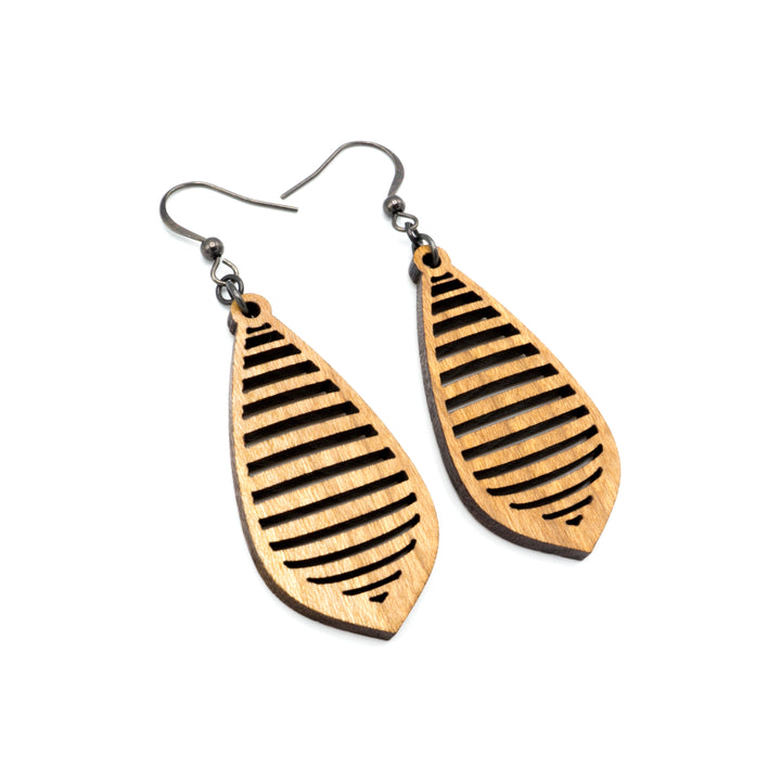 Gem Point 12 [S] // Wood Earrings - Cherry - LIGHT RAZOR DESIGN STUDIO