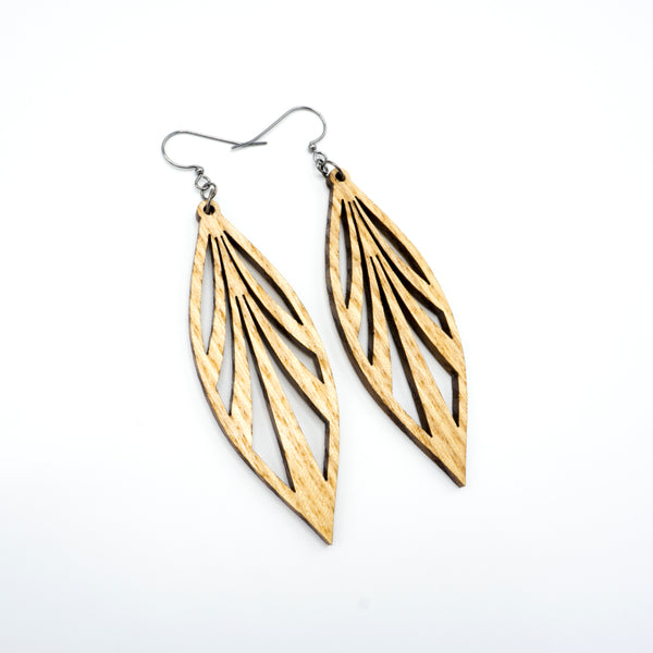 Petal 03 [L] // Wood Earrings - Ash