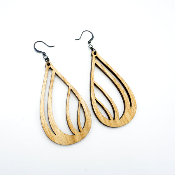 Drop 03 [L] // Wood Earrings - Ash