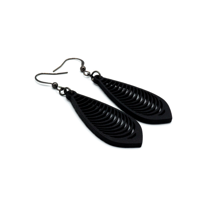 Gem Point 13 [S] // Leather Earrings - Black - LIGHT RAZOR DESIGN STUDIO