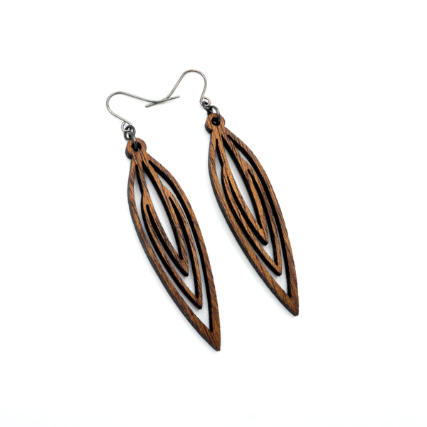 Totem 01 [S] // Wood Earrings - Walnut - LIGHT RAZOR DESIGN STUDIO