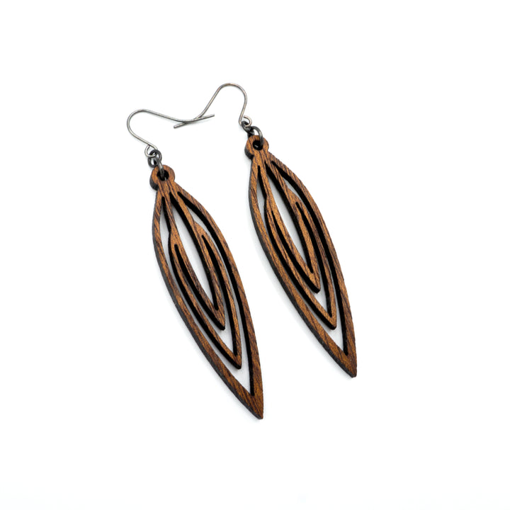 Totem 01 [S] // Wood Earrings - Walnut - LIGHT RAZOR DESIGN STUDIO