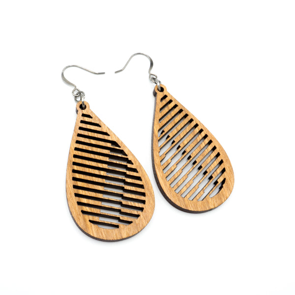 Drop 06 [S] // Wood Earrings - Cherry - LIGHT RAZOR DESIGN STUDIO