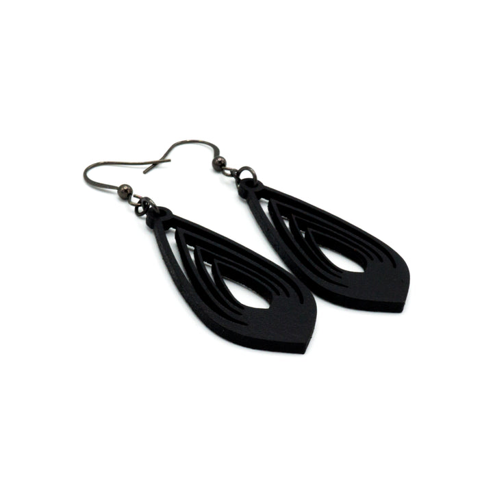 Gem Point 08 [S] // Leather Earrings - Black - LIGHT RAZOR DESIGN STUDIO